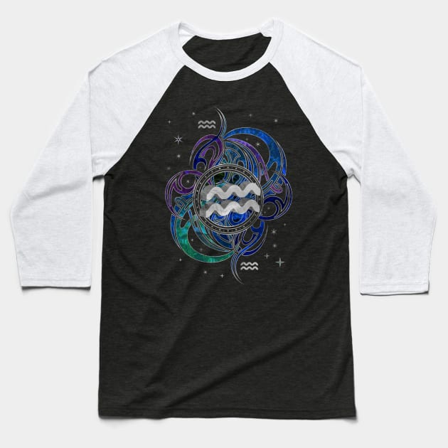 Aquarius Zodiac Sign Air Element Baseball T-Shirt by Nartissima